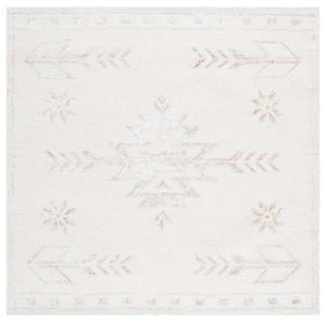 Safavieh Soho Hand-Tufted Ivory Area Rug With Wool-Viscose Blend, Subtle Geometric-Botanical Motif, Durable Comfort 4'-0" x 6'-0" SOH659A-4