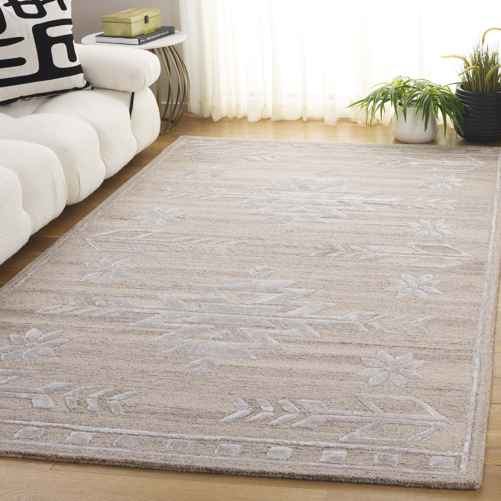 Safavieh Soho Hand-Tufted Beige Ivory Rug With Wool-Viscose-Cotton Blend, Low-Profile Boho Texture For Home 4'-0" x 6'-0" SOH659B-4