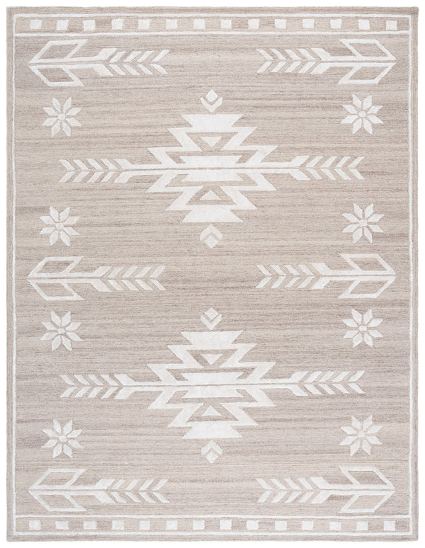 Safavieh Soho Hand-Tufted Beige Ivory Area Rug With Sculpted Geometric Floral Motifs, Soft Sheen, Cozy Feel 5'-0" x 8'-0" SOH659B-5