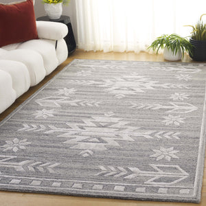 Safavieh Soho Hand-Tufted Grey Ivory Area Rug — Wool-Viscose Blend, Geometric Floral Motif, Soft Low Pile Elegance 4'-0" x 6'-0" SOH659F-4