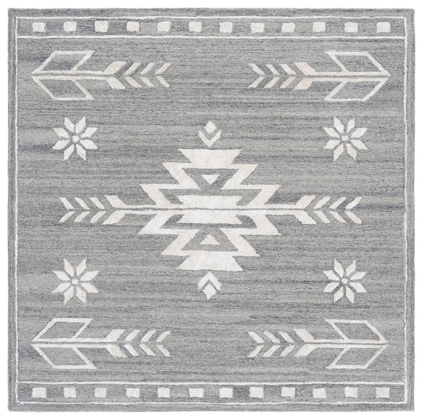 Safavieh Soho Hand-Tufted Grey Ivory Area Rug — Wool-Blend Low Pile, Subtle Boho Texture For Living Rooms 5'-0" x 8'-0" SOH659F-5