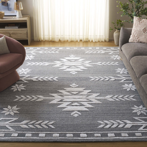 Safavieh Soho Exquisite Hand-tufted Area Rug - Modern Design In Luxurious Wool & Viscose Blend For Any Space Grey ,Ivory 75% Wool,15% Viscose,10% Cotton Soh659f-8