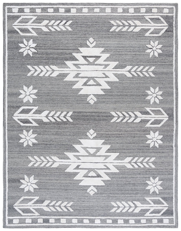 Safavieh Soho Hand-Tufted Grey Ivory Area Rug — Wool-Blend Low Pile, Subtle Boho Texture For Living Rooms 5'-0" x 8'-0" SOH659F-5