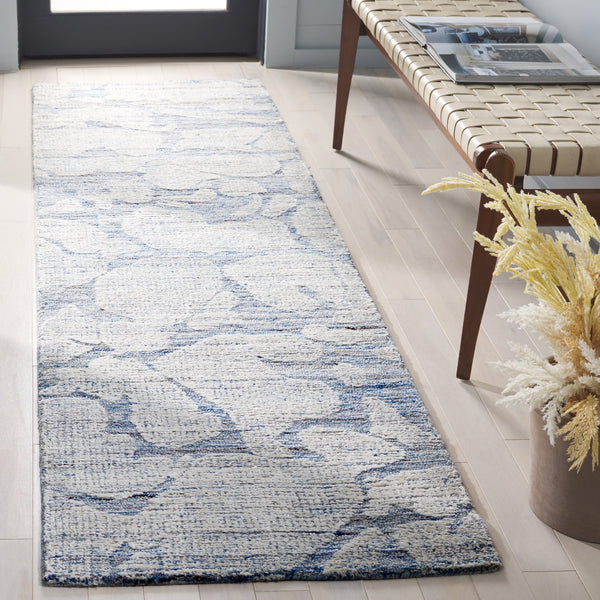 Safavieh Soho Hand‑Tufted Blue Ivory Area Rug — Modern Abstract Floral Design, Wool Blend, Durable Comfort 5'-0" x 8'-0" SOH660M-5