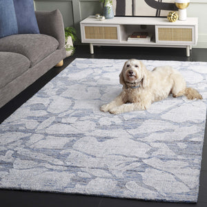 Safavieh Soho Hand‑Tufted Blue Ivory Area Rug — Modern Abstract Floral Design, Wool Blend, Durable Comfort 5'-0" x 8'-0" SOH660M-5