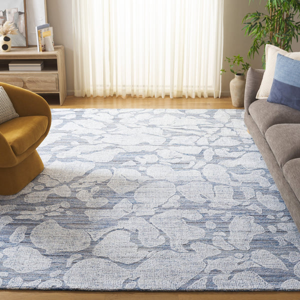 Safavieh Soho Hand-tufted Modern Rug - Luxurious Wool Blend With Abstract Floral Motifs For Elegant Spaces Blue ,Ivory 75% Wool,15% Viscose,10% Cotton Soh660m-8