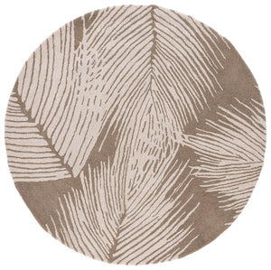Safavieh Soho Hand-Tufted Round Rug Beige Ivory With Palm-Frond Motif, Wool-Viscose Blend, High-Low Pile Elegance 6'-0" x 6'-0" SOH793A-6R