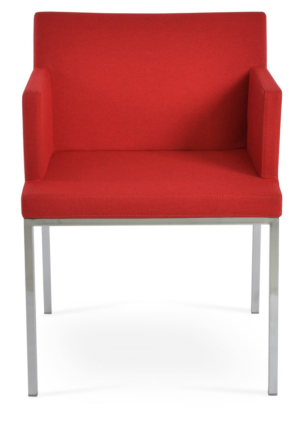 Soho Concept Soho Metal Armchair Dining Chair - Stylish Upholstery Options, 10-year Guarantee & 300 Lbs Capacity Chrome,Red  Soho-concept-dining-chair-05821