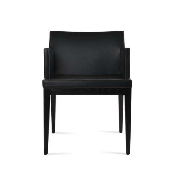 Soho Concept Soho Sled Wood Armchair - Luxurious Boucle Fabric & Velvet Options, 10-year Guarantee, Walnut Finish Ash,Black  Soho-concept-dining-chair-05827