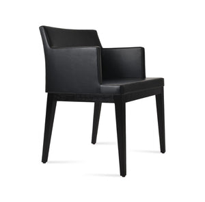 Soho Concept Soho Sled Wood Armchair - Luxurious Boucle Fabric & Velvet Options, 10-year Guarantee, Walnut Finish Ash,Black  Soho-concept-dining-chair-05827
