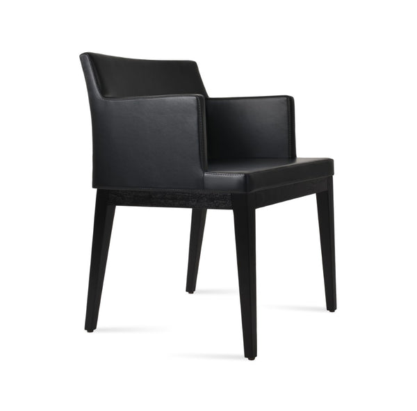 Soho Concept Soho Sled Wood Armchair - Luxurious Boucle Fabric & Velvet Options, 10-year Guarantee, Walnut Finish Ash,Black  Soho-concept-dining-chair-05827