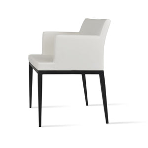 Soho Concept Soho Mw Armchair Dining Chair - Stylish Leatherette Seat, Metal & Walnut Base, Limited Stock! Black,White  Soho-concept-dining-chair-05830