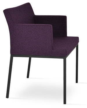 Soho Concept Soho Mw Armchair Dining Chair - Premium Camira Yoredale Boucle Fabric & Genuine Leather Options Black  Soho-concept-dining-chair-05838