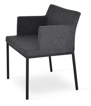 Soho Concept Soho Mw Armchair Dining Chair - Stylish Camira Blazer Wool, Durable Metal Base, 10-year Guarantee Black,Dark Grey  Soho-concept-dining-chair-05833