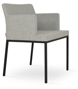 Soho Concept Soho Mw Armchair Dining Chair - Stylish Camira Blazer Wool, Durable Metal Base, 10-year Guarantee Black,Silver  Soho-concept-dining-chair-05834