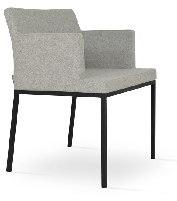 Soho Concept Soho Mw Armchair Dining Chair - Stylish Camira Blazer Wool, Durable Metal Base, 10-year Guarantee Black,Silver  Soho-concept-dining-chair-05834