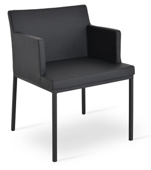 Soho Concept Soho Mw Armchair Dining Chair - Stylish Leatherette Seat, Metal & Walnut Base, Limited Stock! Black  Soho-concept-dining-chair-05835