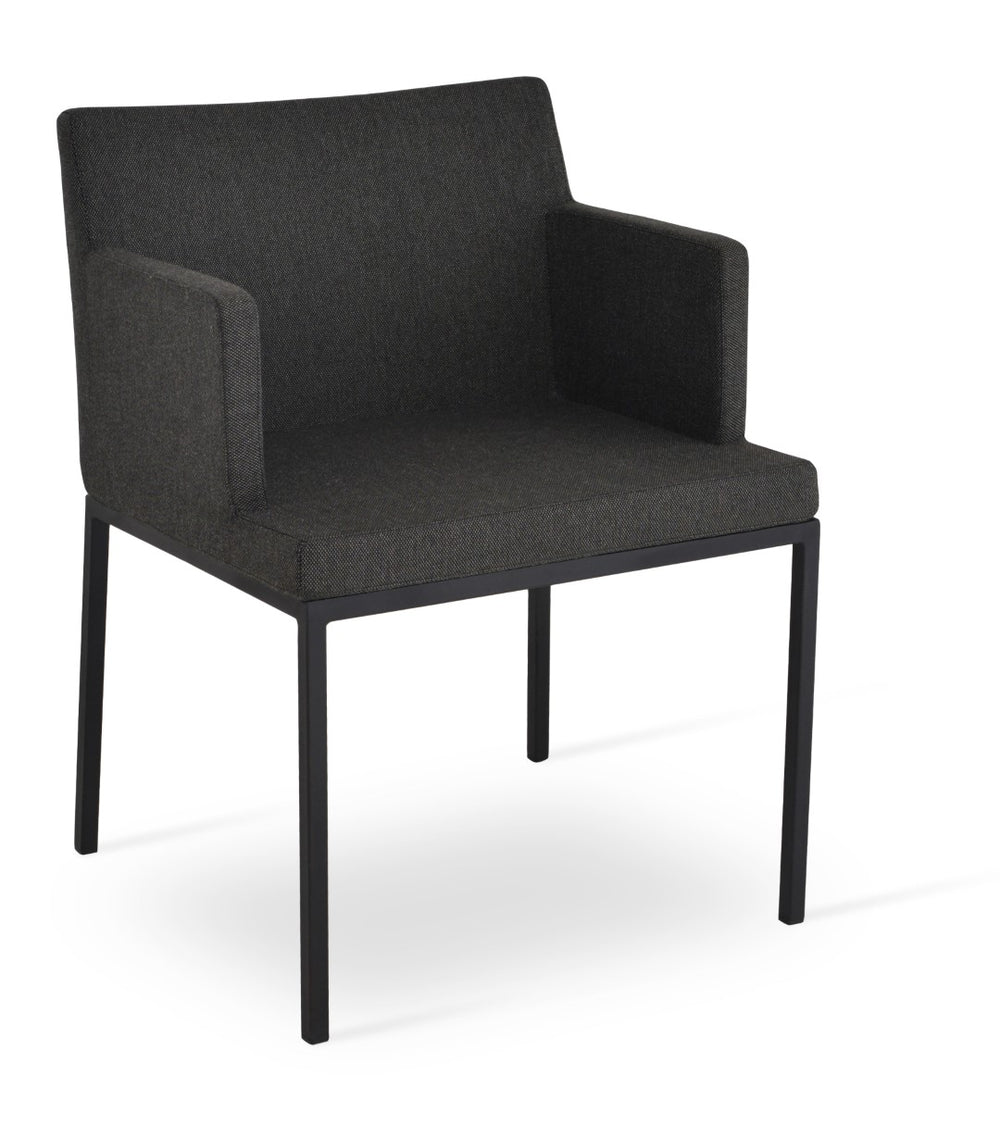 Soho Concept Soho Mw Armchair Dining Chair - Stylish Metal & Walnut Base, 350 Lbs Capacity, 10-year Fabric Guarantee Black,Brown  Soho-concept-dining-chair-05837