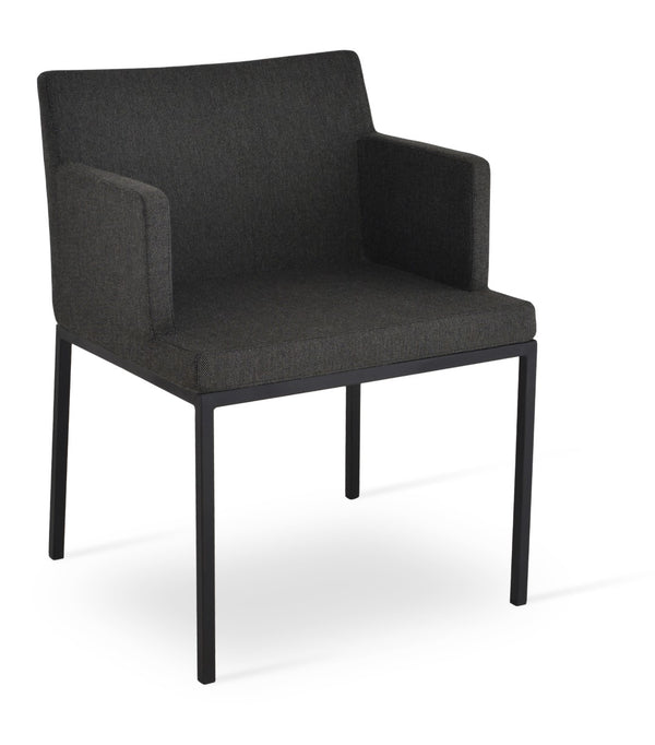 Soho Concept Soho Mw Armchair Dining Chair - Stylish Metal & Walnut Base, 350 Lbs Capacity, 10-year Fabric Guarantee Black  Soho-concept-dining-chair-05836