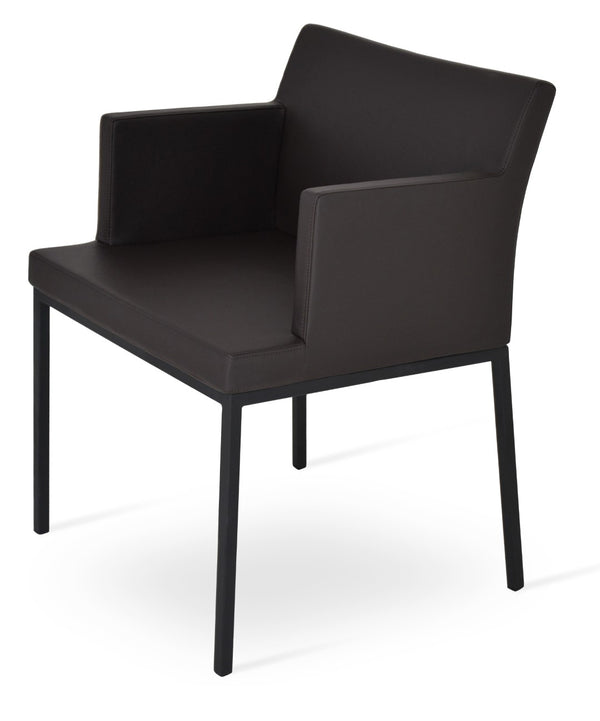 Soho Concept Soho Mw Armchair Dining Chair - Stylish Metal & Walnut Base, 350 Lbs Capacity, 10-year Fabric Guarantee Black,Brown  Soho-concept-dining-chair-05837