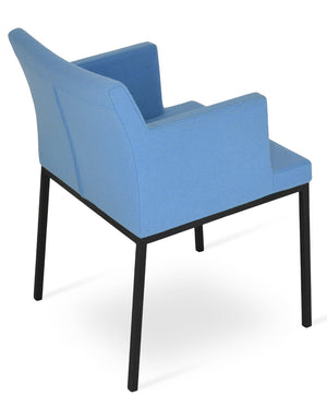 Soho Concept Soho Mw Armchair Dining Chair - Stylish Camira Blazer Wool, Durable Metal Base, 10-year Guarantee Black,Blue  Soho-concept-dining-chair-05839
