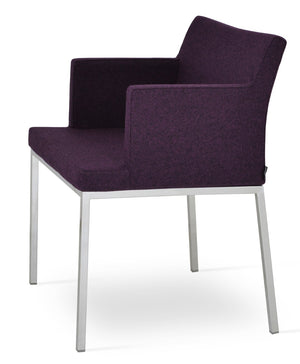 Soho Concept Soho Flat Armchair Dining Chair In Dark Grey Camira Blazer Wool With Chrome Base - 10-year Guarantee! Chrome  Soho-concept-dining-chair-05847