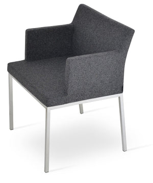 Soho Concept Soho Flat Armchair Dining Chair In Dark Grey Camira Blazer Wool With Chrome Base - 10-year Guarantee! Chrome,Dark Grey  Soho-concept-dining-chair-05840