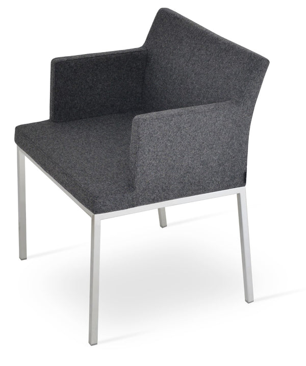 Soho Concept Soho Flat Armchair Dining Chair In Dark Grey Camira Blazer Wool With Chrome Base - 10-year Guarantee! Chrome,Dark Grey  Soho-concept-dining-chair-05840
