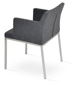 Soho Concept Soho Flat Armchair Dining Chair In Dark Grey Camira Blazer Wool With Chrome Base - 10-year Guarantee! Chrome,Dark Grey  Soho-concept-dining-chair-05840