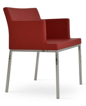 Soho Concept Soho Flat Armchair Dining Chair With Polished Base – Stylish, Durable Leatherette Seating For Modern Spaces Chrome,Red  Soho-concept-dining-chair-05842