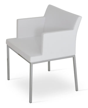 Soho Concept Soho Flat Armchair Dining Chair With Polished Base – Stylish, Durable Leatherette Seating For Modern Spaces Chrome,White  Soho-concept-dining-chair-05843