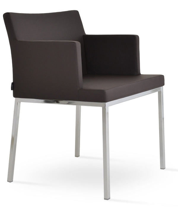 Soho Concept Soho Flat Armchair Dining Chair With Polished Base – Stylish, Durable Leatherette Seating For Modern Spaces Chrome,Brown  Soho-concept-dining-chair-05845