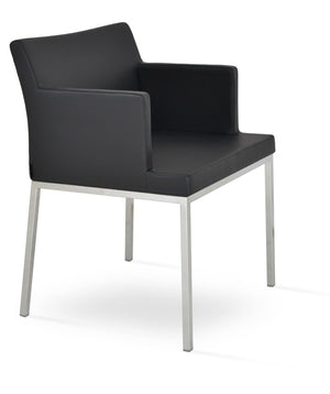 Soho Concept Soho Flat Armchair Dining Chair With Polished Base – Stylish, Durable Leatherette Seating For Modern Spaces Chrome,Black  Soho-concept-dining-chair-05850