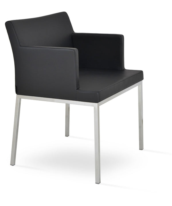 Soho Concept Soho Flat Armchair Dining Chair With Polished Base – Stylish, Durable Leatherette Seating For Modern Spaces Chrome,Black  Soho-concept-dining-chair-05850