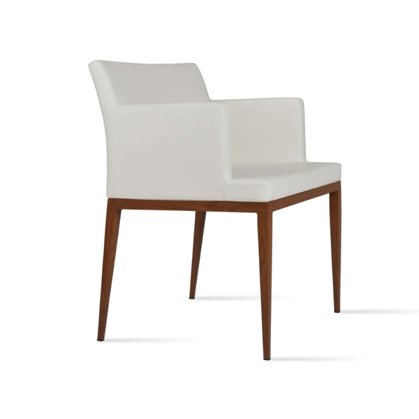 Soho Concept Soho Sled Wood Armchair - Stylish Leatherette Dining Chair With Beech Base, Durable Comfort & Elegance Walnut,White  Soho-concept-dining-chair-05829