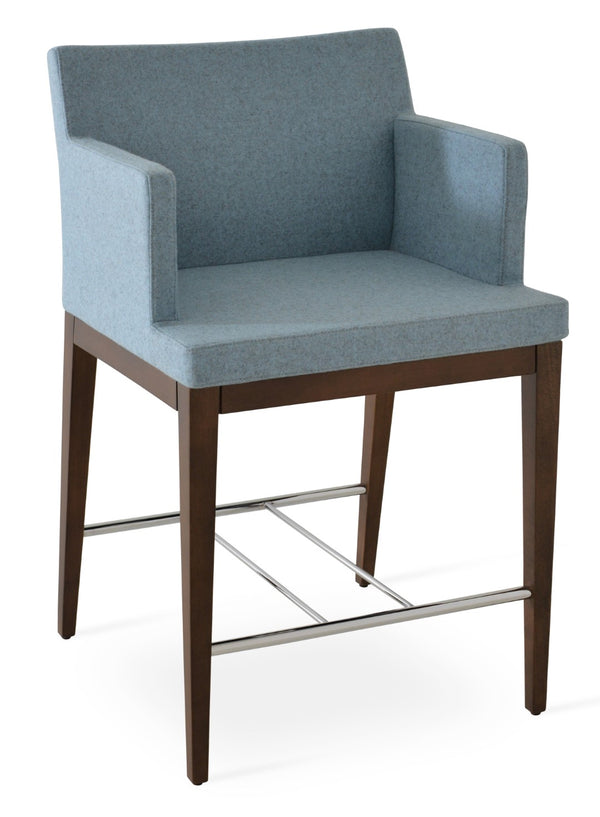 Soho Concept Soho Barstools & Counterstools - Elegant Walnut Wood With Camira Blazer Wool, 10-year Guarantee! Walnut,Blue  Soho-concept-dining-chair-09816