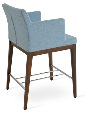 Soho Concept Soho Wood Barstools & Counterstools With Premium Camira Fabric - Durable Finish & 10-year Warranty Walnut,Blue  Soho-concept-dining-chair-07172