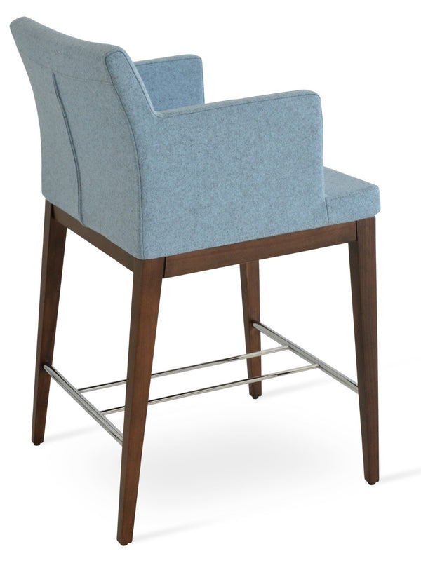 Soho Concept Soho Wood Barstools & Counterstools With Premium Camira Fabric - Durable Finish & 10-year Warranty Walnut,Blue  Soho-concept-dining-chair-07172