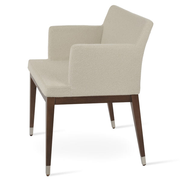 Soho Concept Buca Arm Wood Armchair - Elegant Beech Base, Premium Fabrics, 10-year Guarantee, Modern Design Walnut,Chrome,White  Soho-concept-dining-chair-05861