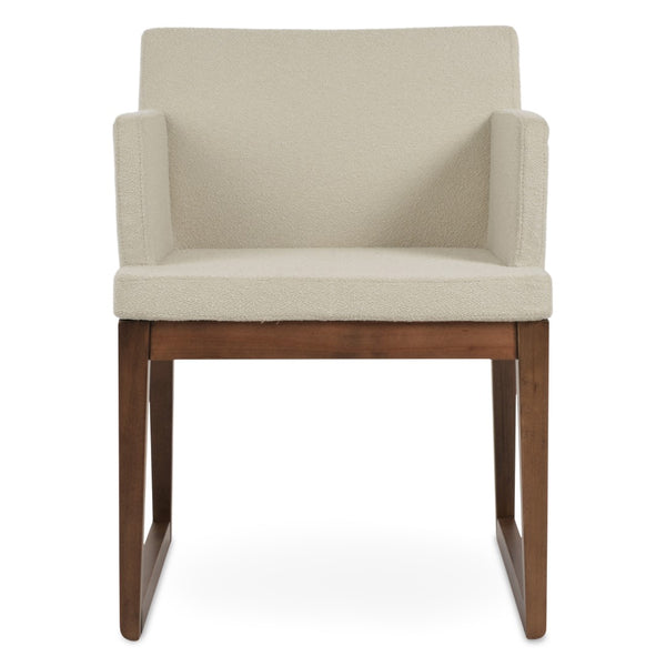 Soho Concept Soho Sled Wood Armchair - Luxurious Boucle Fabric & Velvet Options, 10-year Guarantee, Walnut Finish Walnut,White  Soho-concept-dining-chair-05863