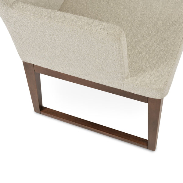 Soho Concept Soho Sled Wood Armchair - Luxurious Boucle Fabric & Velvet Options, 10-year Guarantee, Walnut Finish Walnut,White  Soho-concept-dining-chair-05863