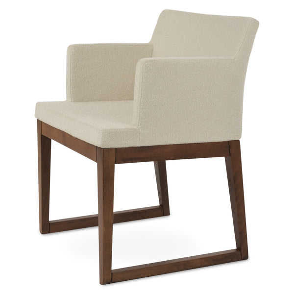 Soho Concept Soho Sled Wood Armchair - Luxurious Boucle Fabric & Velvet Options, 10-year Guarantee, Walnut Finish Walnut,White  Soho-concept-dining-chair-05863