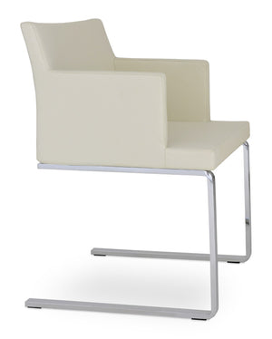 Soho Concept Soho Flat Armchair In Luxe Fabrics - Sleek Chrome Base, 350 Lbs Capacity, 10-year Warranty, Beige Cream  Soho-concept-dining-chair-05869