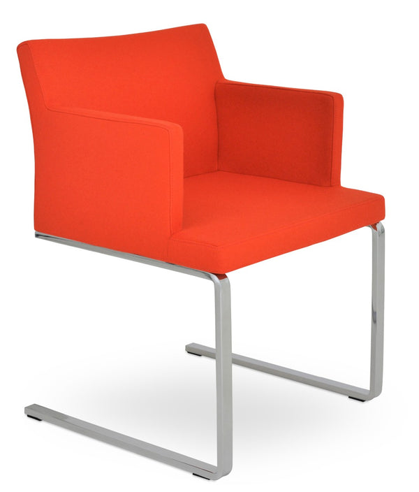Soho Concept Soho Flat Armchair Dining Chair In Dark Grey Camira Blazer Wool With Chrome Base - 10-year Guarantee! Orange  Soho-concept-dining-chair-05872