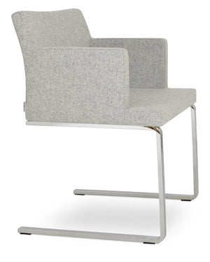 Soho Concept Soho Flat Armchair Dining Chair In Dark Grey Camira Blazer Wool With Chrome Base - 10-year Guarantee! Silver  Soho-concept-dining-chair-05873