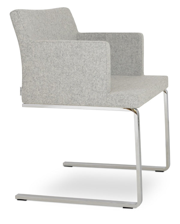 Soho Concept Soho Flat Armchair Dining Chair In Dark Grey Camira Blazer Wool With Chrome Base - 10-year Guarantee! Silver  Soho-concept-dining-chair-05873