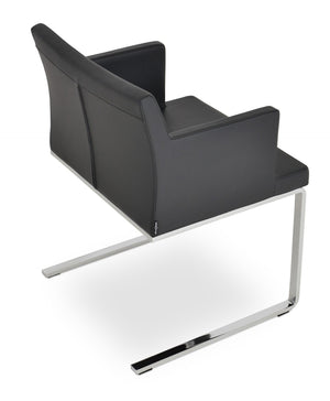 Soho Concept Soho Flat Armchair Dining Chair With Polished Base – Stylish, Durable Leatherette Seating For Modern Spaces Black  Soho-concept-dining-chair-05875