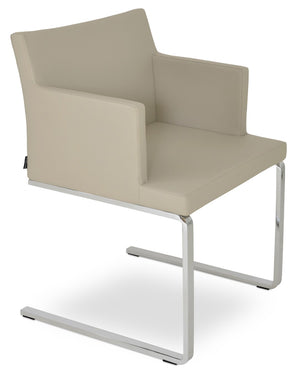 Soho Concept Soho Flat Armchair Dining Chair With Polished Base – Stylish, Durable Leatherette Seating For Modern Spaces Light Grey  Soho-concept-dining-chair-05876