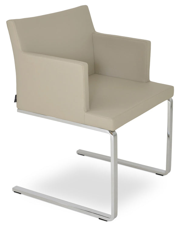 Soho Concept Soho Flat Armchair Dining Chair With Polished Base – Stylish, Durable Leatherette Seating For Modern Spaces Light Grey  Soho-concept-dining-chair-05876