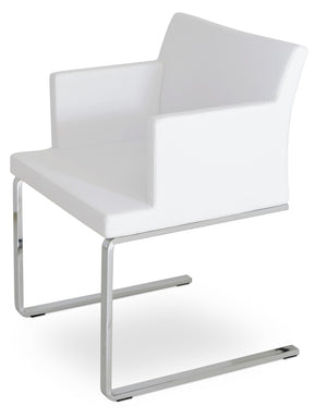Soho Concept Soho Flat Armchair Dining Chair With Polished Base – Stylish, Durable Leatherette Seating For Modern Spaces White  Soho-concept-dining-chair-05878